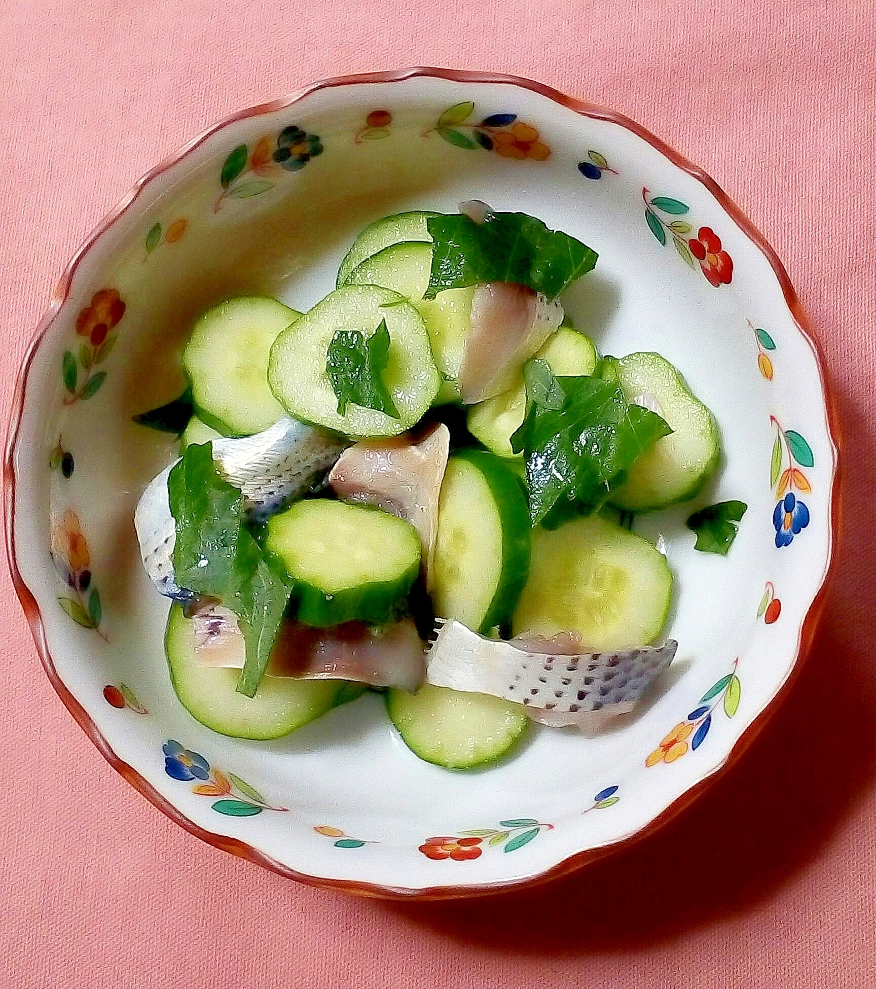 鮗の酢締めと胡瓜の和え物