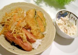 お手軽天丼＆大根ツナサラダ