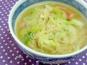 肉野菜の汁ビーフン