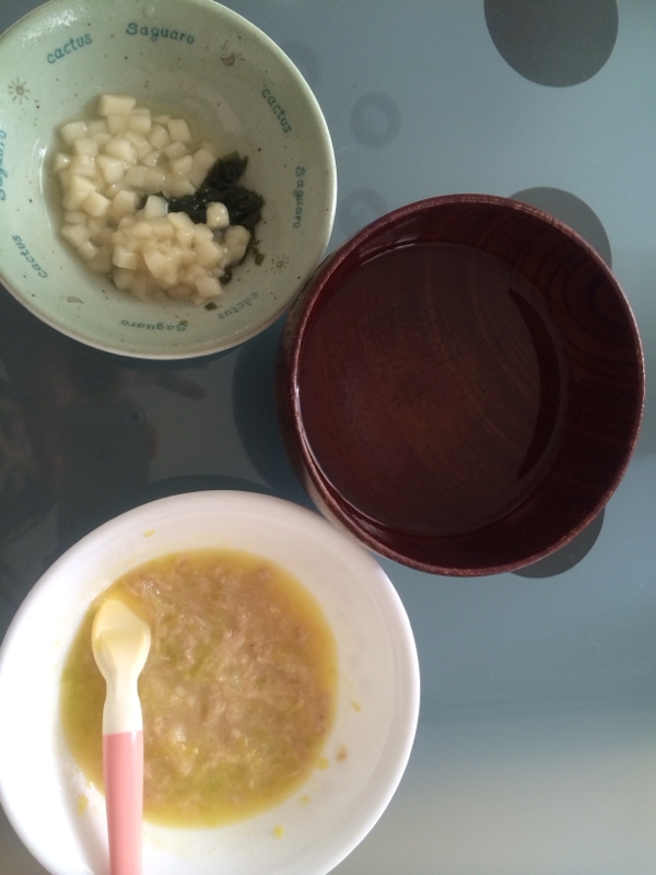 離乳食中期☆ツナとキャベツのコーンスープ