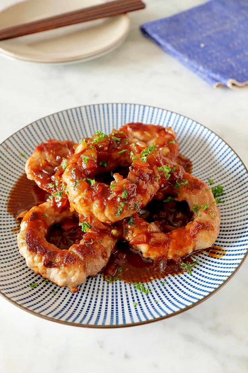 田楽味噌の豚巻きオニオンリング