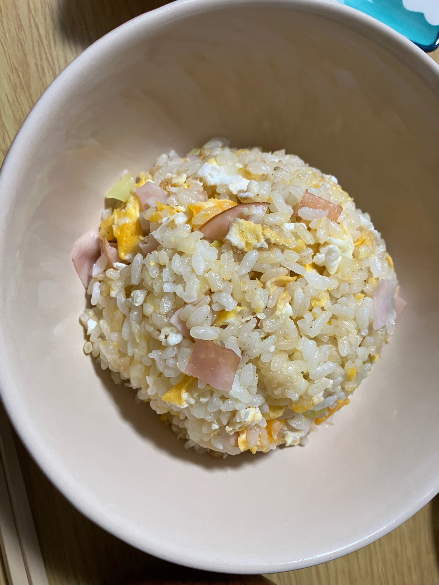 ハムとネギの卵炒飯