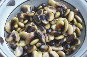 大豆の種類の鞍掛豆を使いました。和風味がおすすめな豆ですが、オリーブオイルの洋風味もあって、目先がかわりました。ごちそうさま。