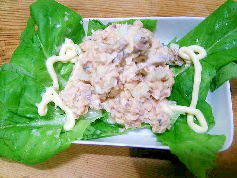 鮭缶サラダ/サラダ菜敷