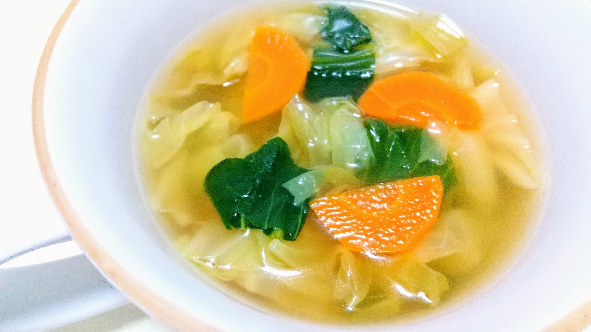 キャベツにんじん小松菜のコンソメスープ