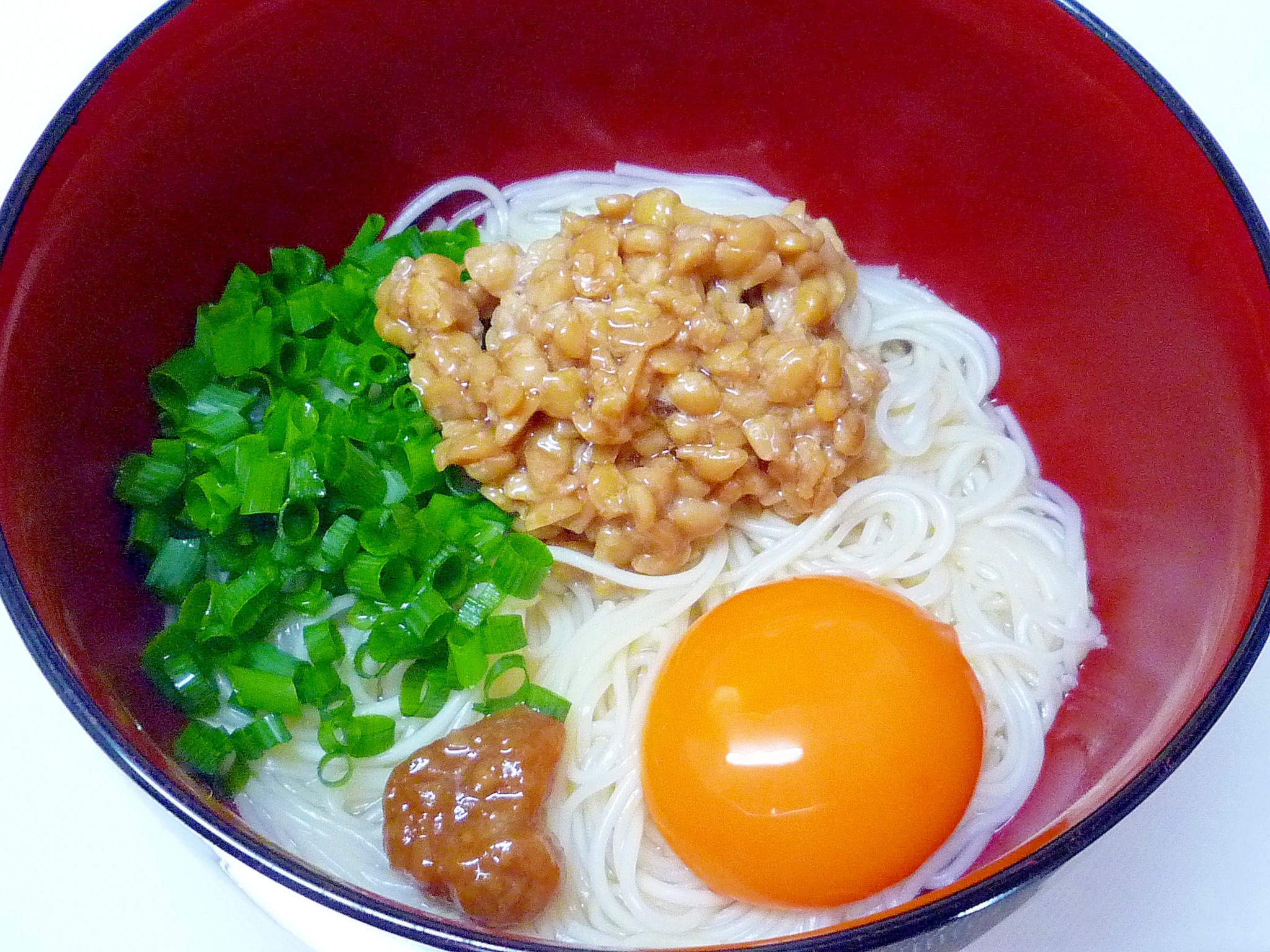 醤油糀納豆釜玉風にゅうめん