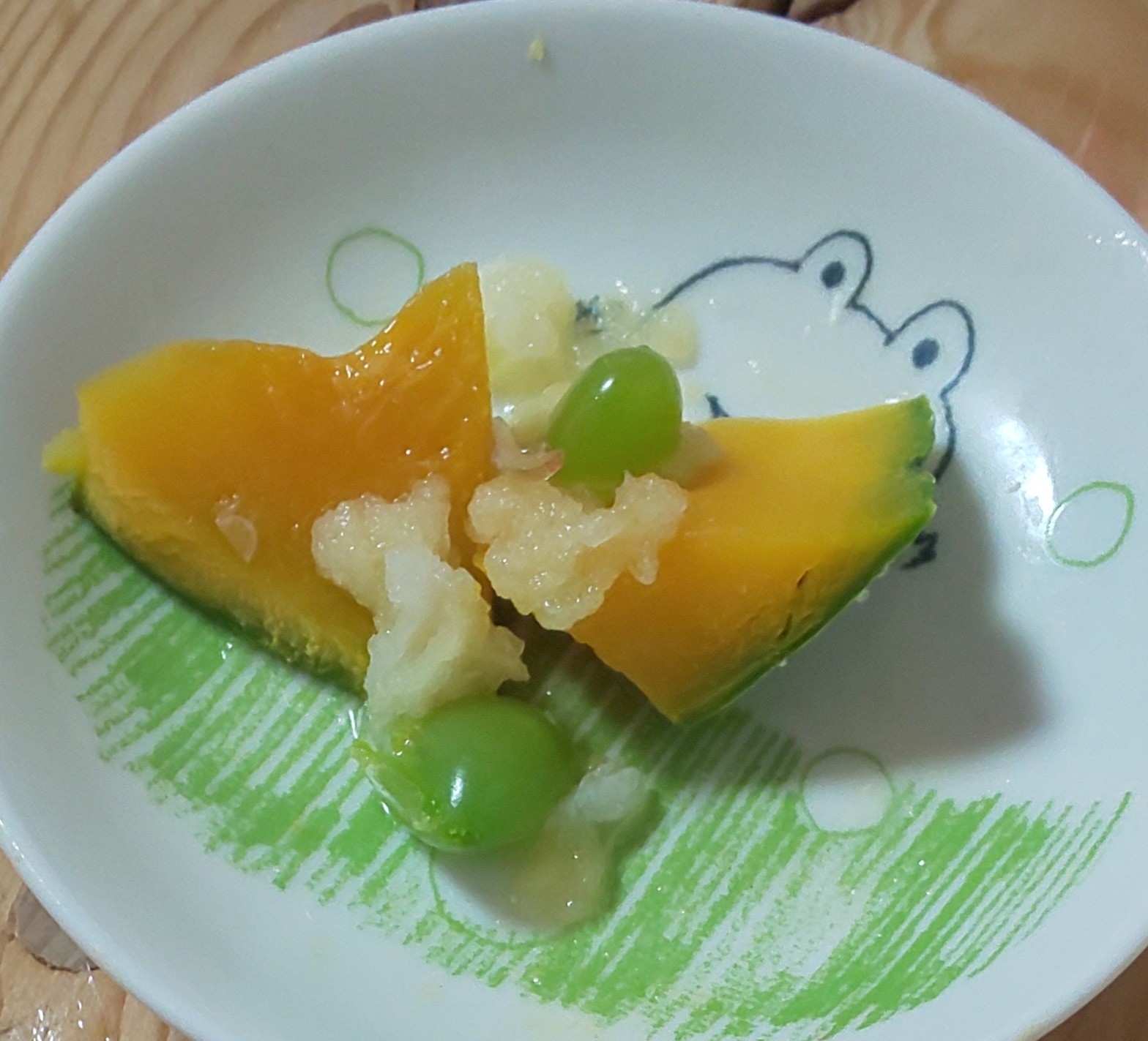 かぼちゃ、ぎんなんのおろしりんご和え(#^.^#)