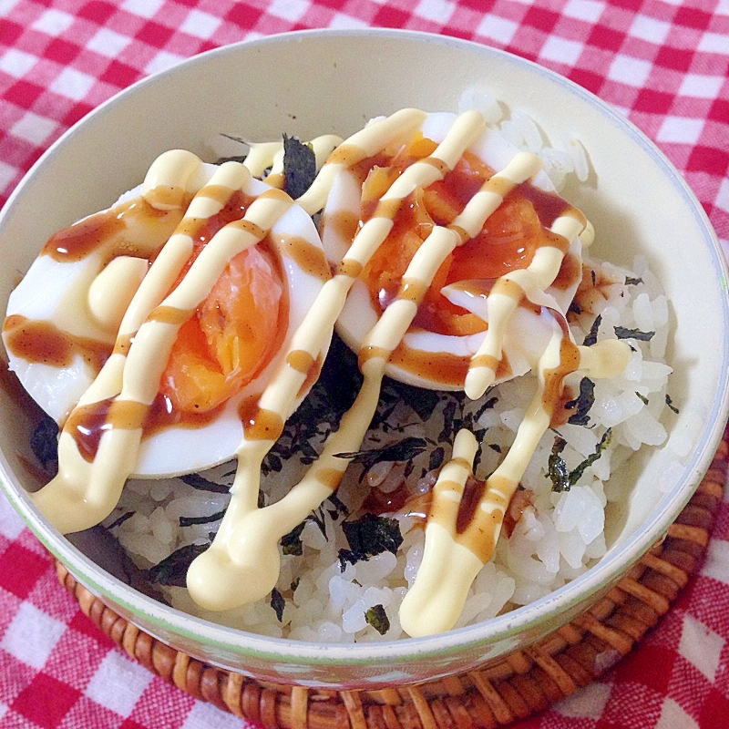 半熟卵のマヨ&ソース丼♡