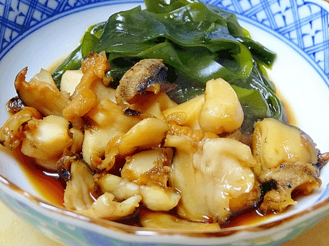 刺身の残りで☆ 「サザエとワカメ甘辛煮」