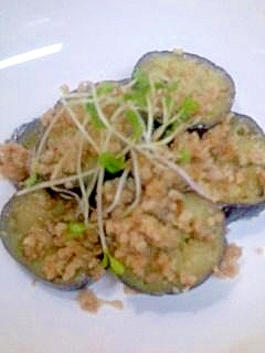 なすとひき肉のにんにくオイスター炒め