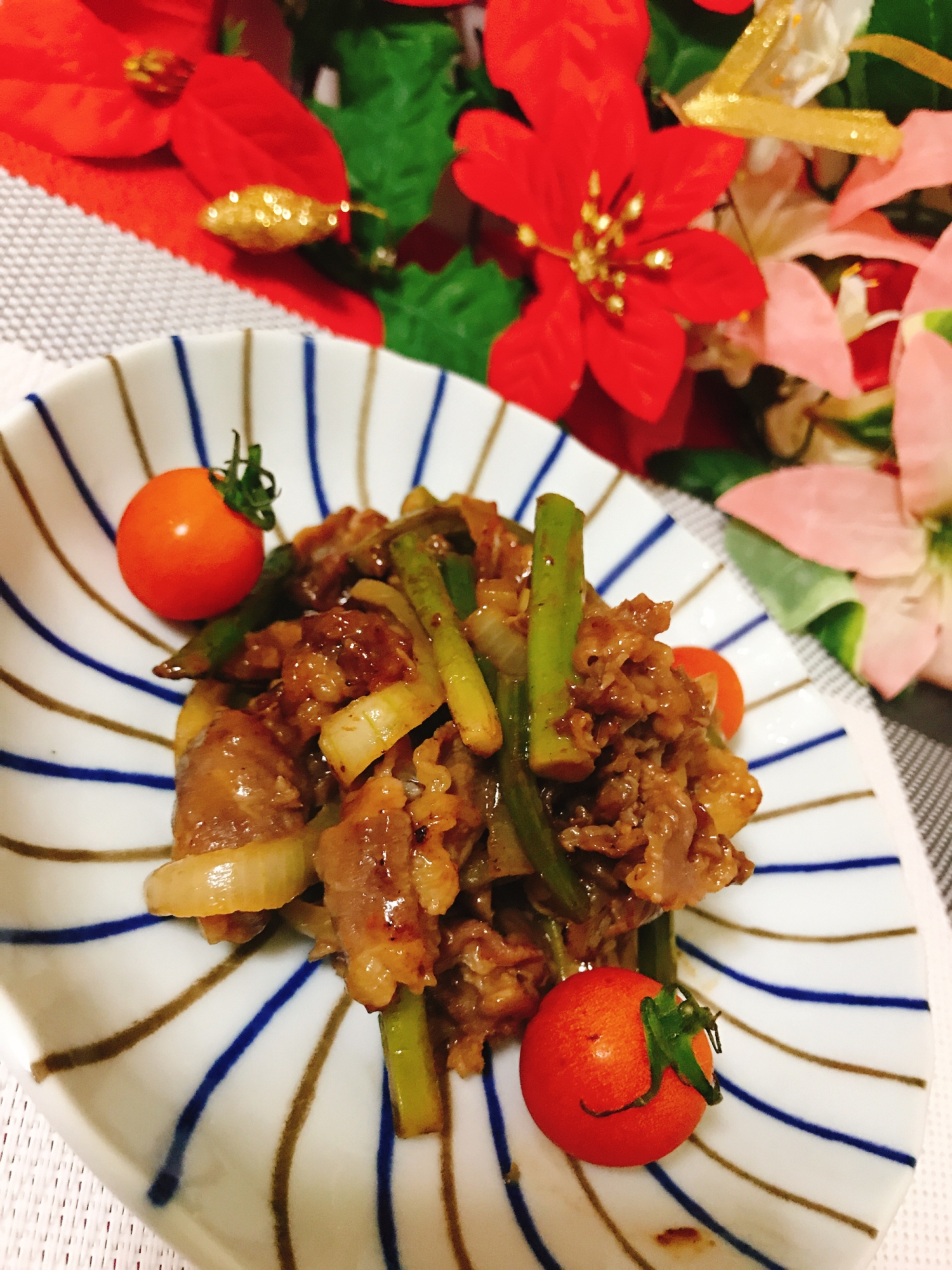 ニンニクの芽と牛肉の炒めもの