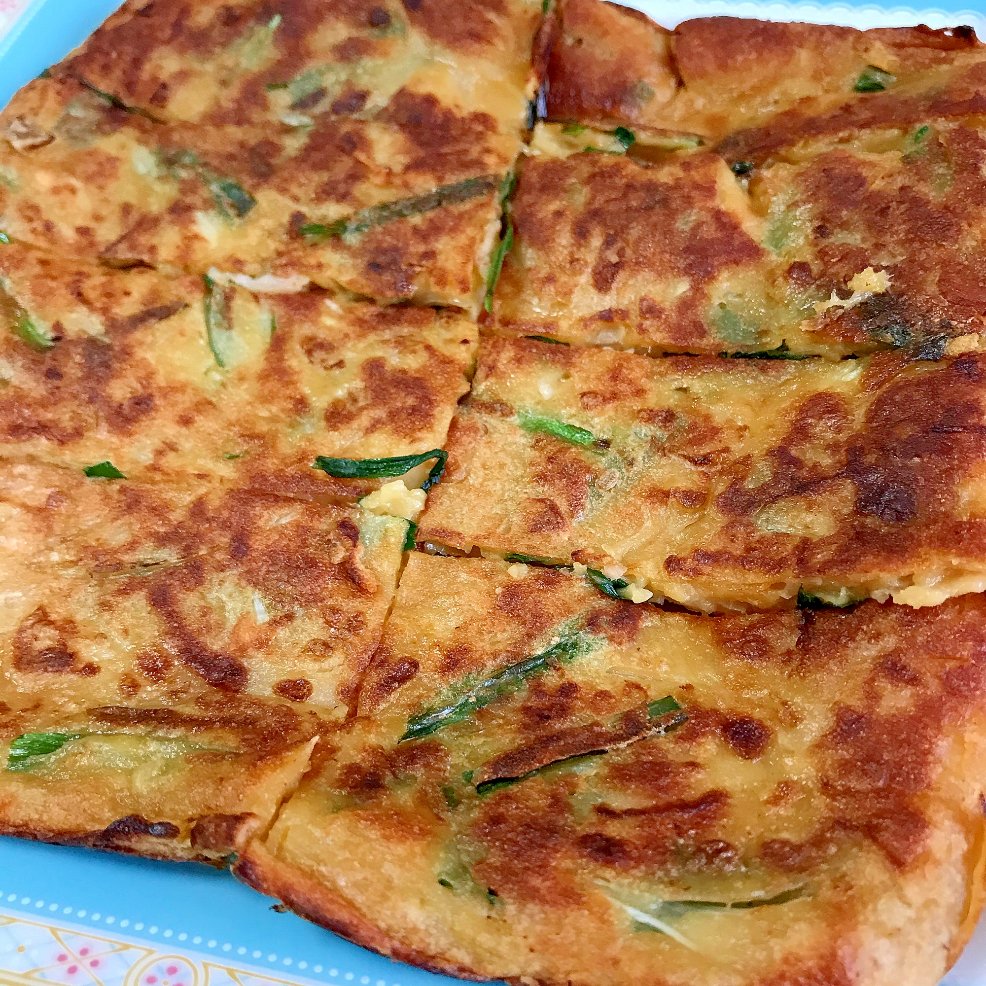 片栗粉多めのモチモチチヂミ ニラ 玉ねぎ 豚肉 レシピ 作り方 By 水玉模様 楽天レシピ