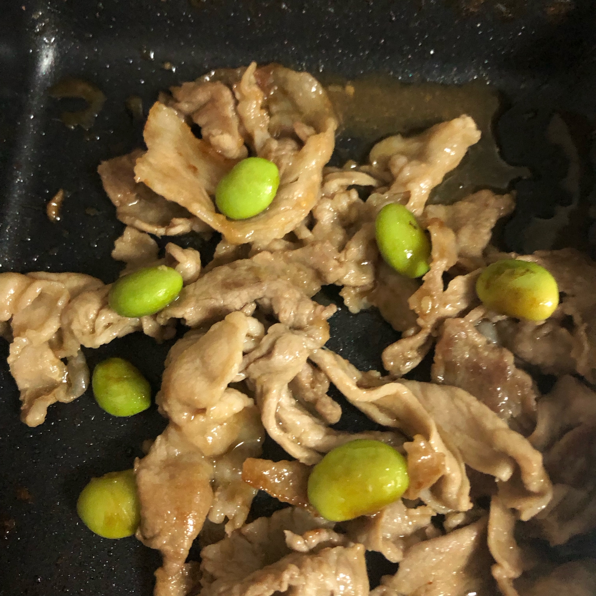 豚肉と枝豆炒め