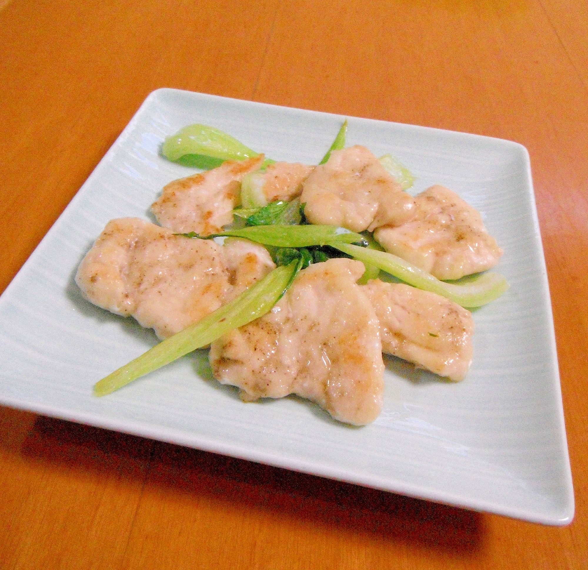 チンゲン菜・ささみの炒め物