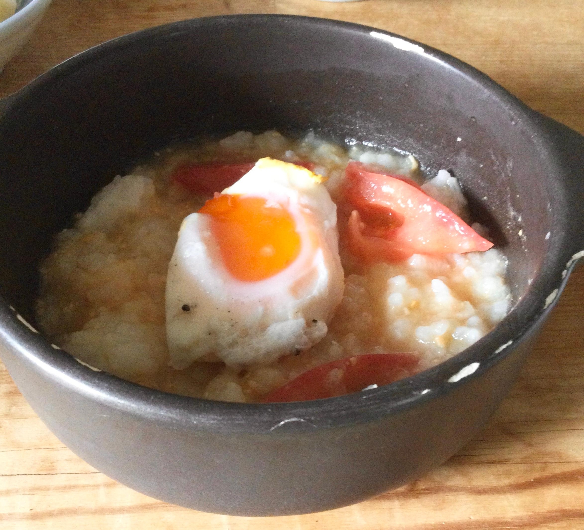 たまご乗せ♢トマト入りおじや♪