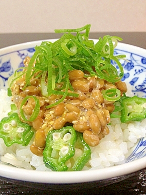 “酢飯で”オクラ納豆丼