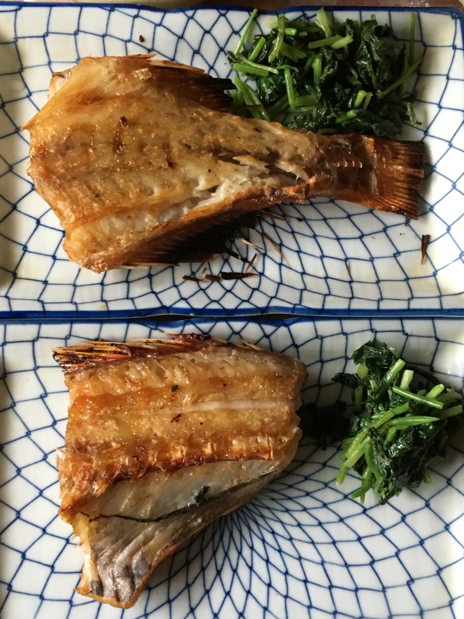 赤魚、おかのり、小松菜のプレート