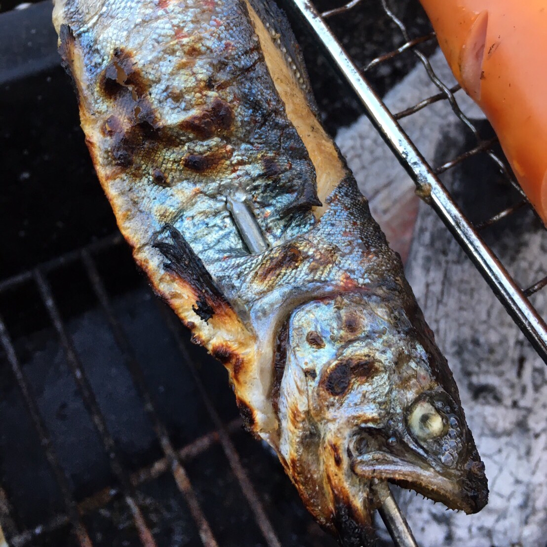 バーベキューにも◎炭で焼くあまごの塩焼き