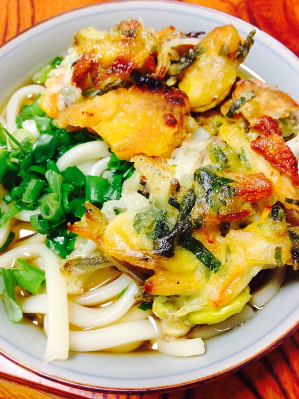 器に盛り付けたかき揚げうどん