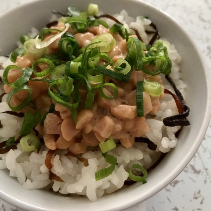 納豆☆塩昆布の混ぜご飯