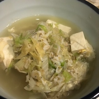 水菜と干しエビのあんかけ豆腐