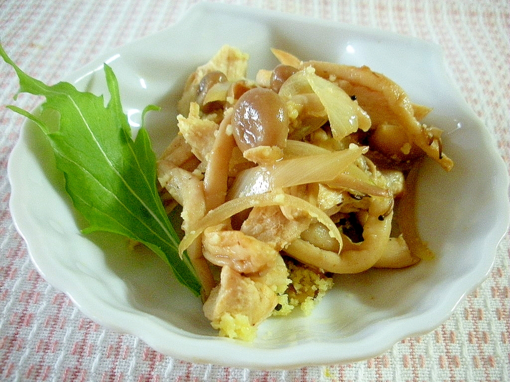 カンタン☆鶏ムネ肉としめじの炒め物、粉チーズ風味☆