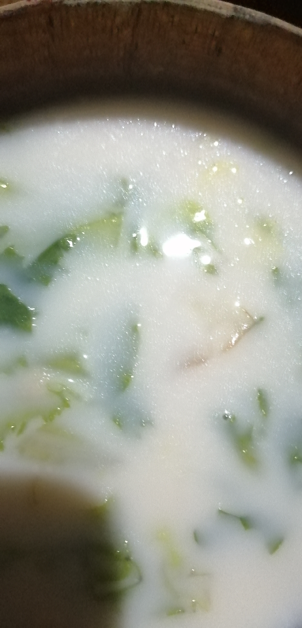 白菜とレタスのミルクコンソメスープ