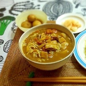 中華麺でカレーそば♪