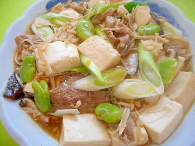 豆腐ときのこ豚肉の煮物