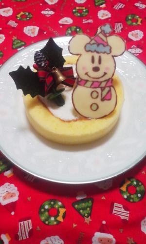市販のケーキをデコ スノーマンミッキーキャラチョコ レシピ 作り方 By Tekonani 楽天レシピ
