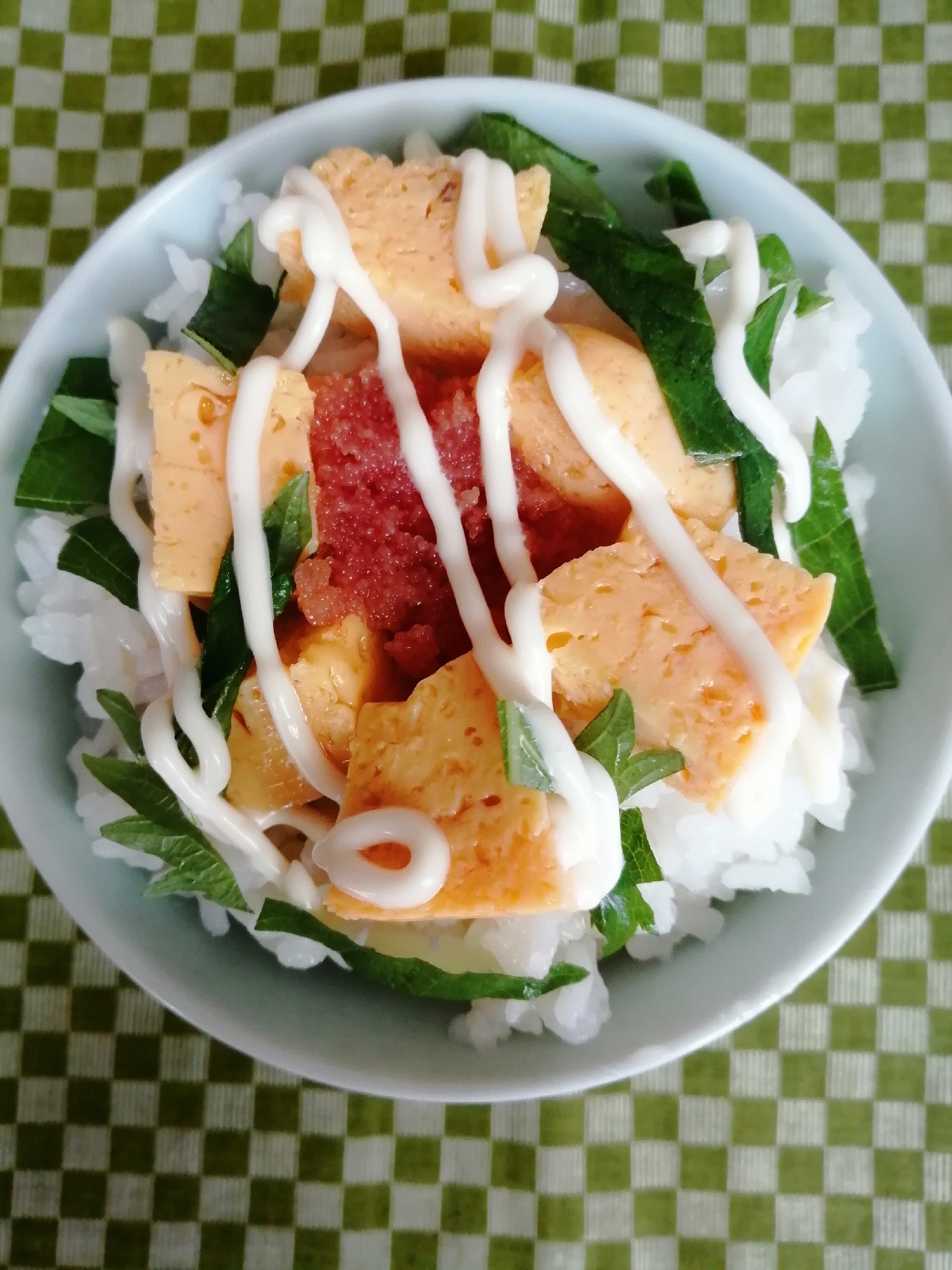 卵焼きと辛子明太子と大葉のご飯