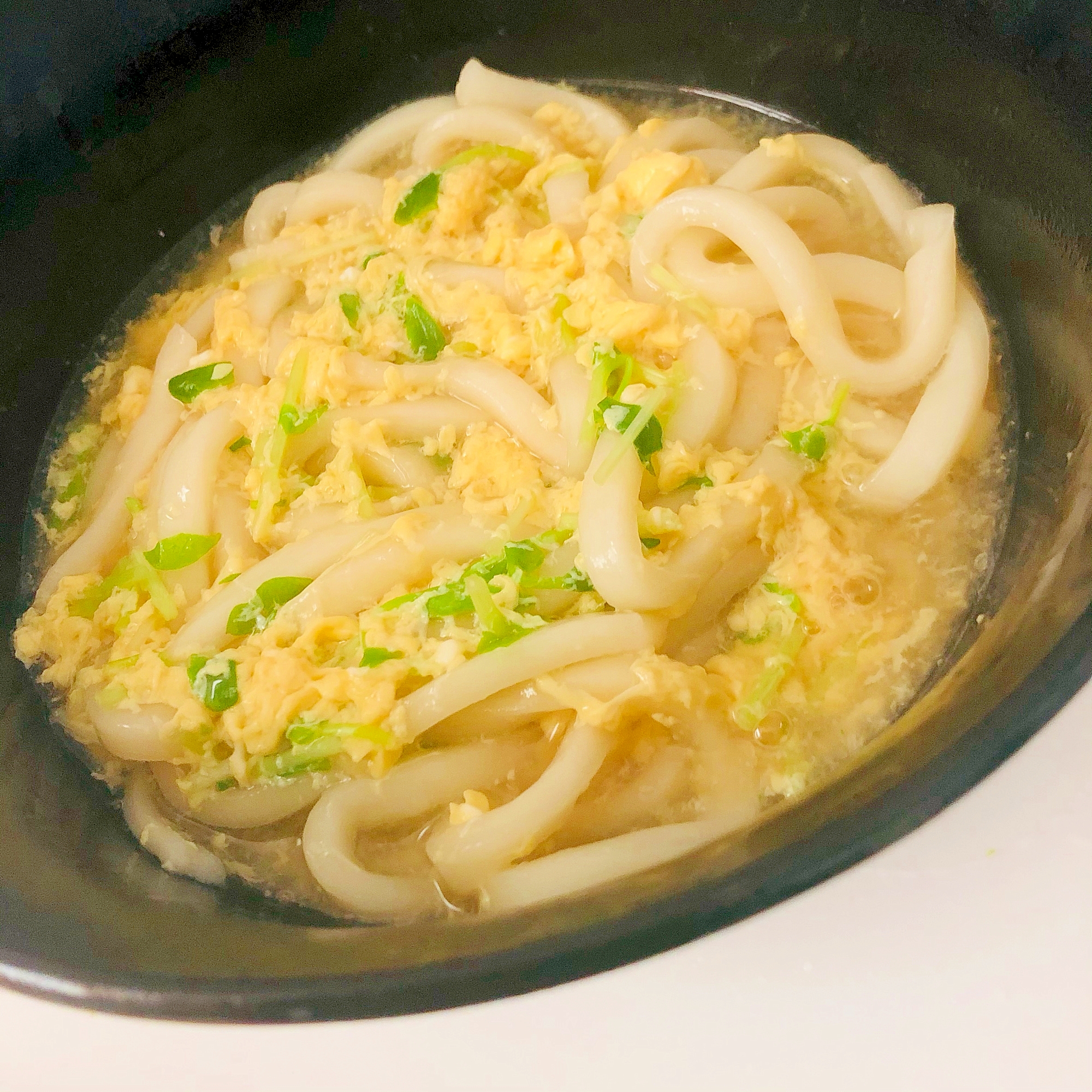 豆苗と卵のうどん