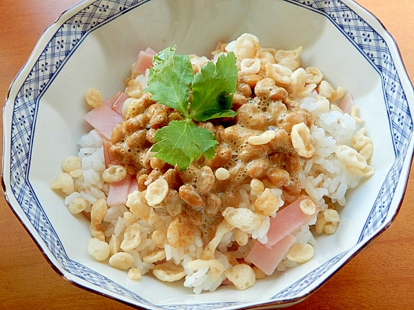 5分で簡単な丼物風❤納豆ご飯♪(めんつゆ他)