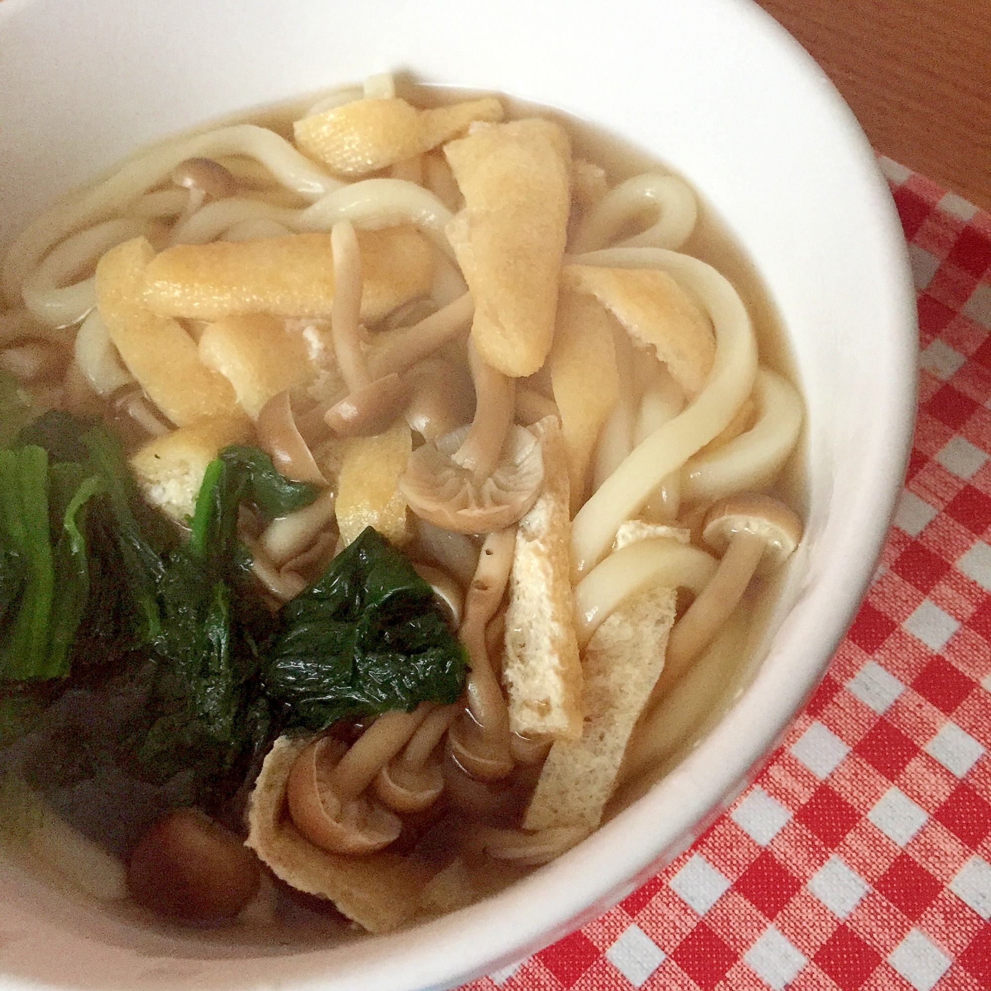 しめじと油揚げとほうれん草のうどん☆