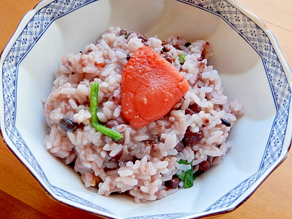 男の手料理！まな板なし❤雑穀米で茹で小豆入り粥♪