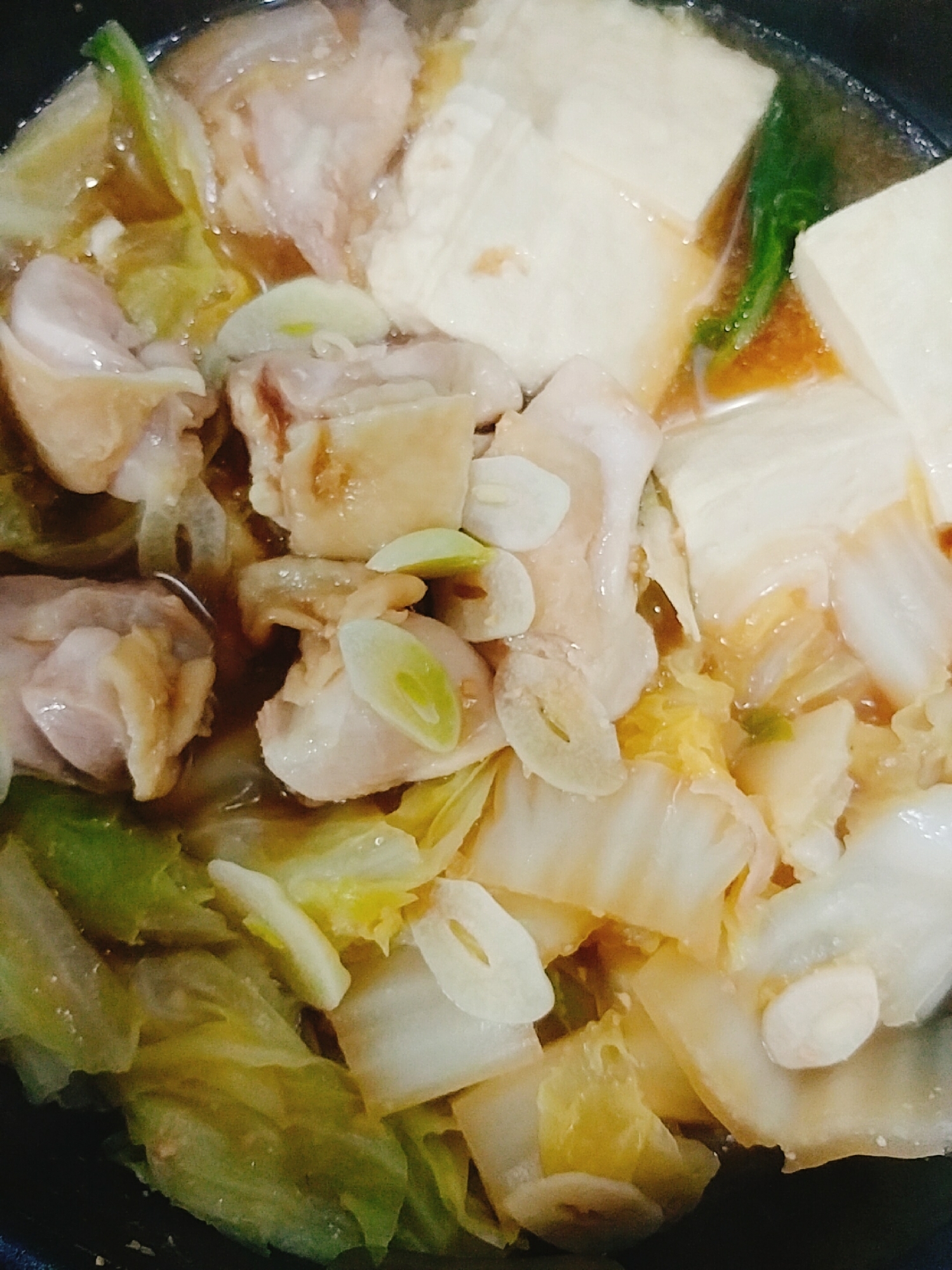 白菜　鶏もも　キャベツ　小松菜のニンニク鍋