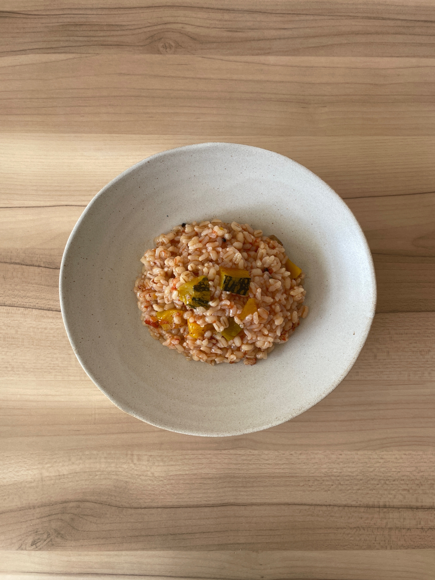 南瓜とトマトオレンジバルサミコ酢カルダモン大麦ご飯
