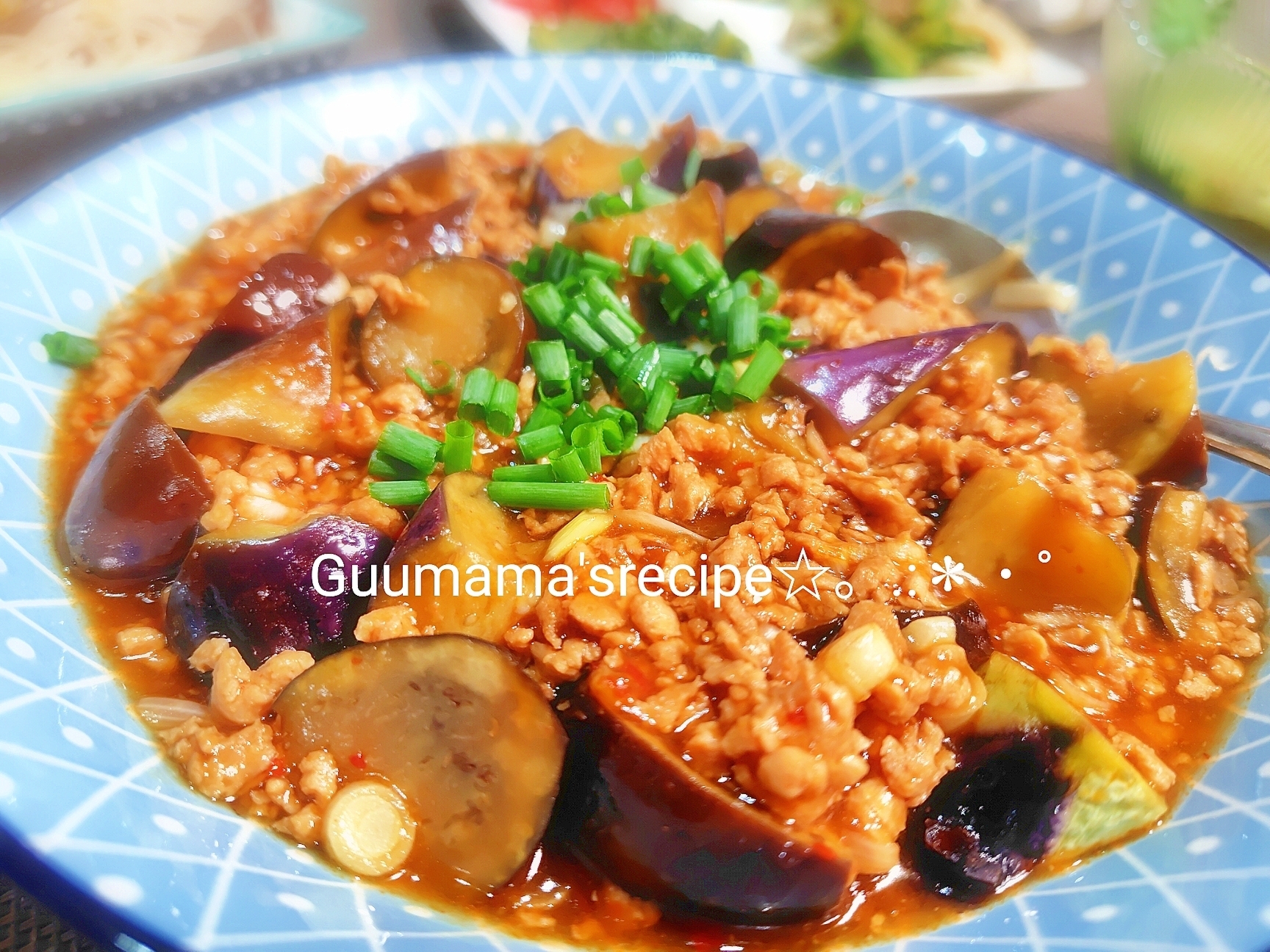 ヘルシー♡レンジで簡単♡大豆のお肉♡麻婆なす