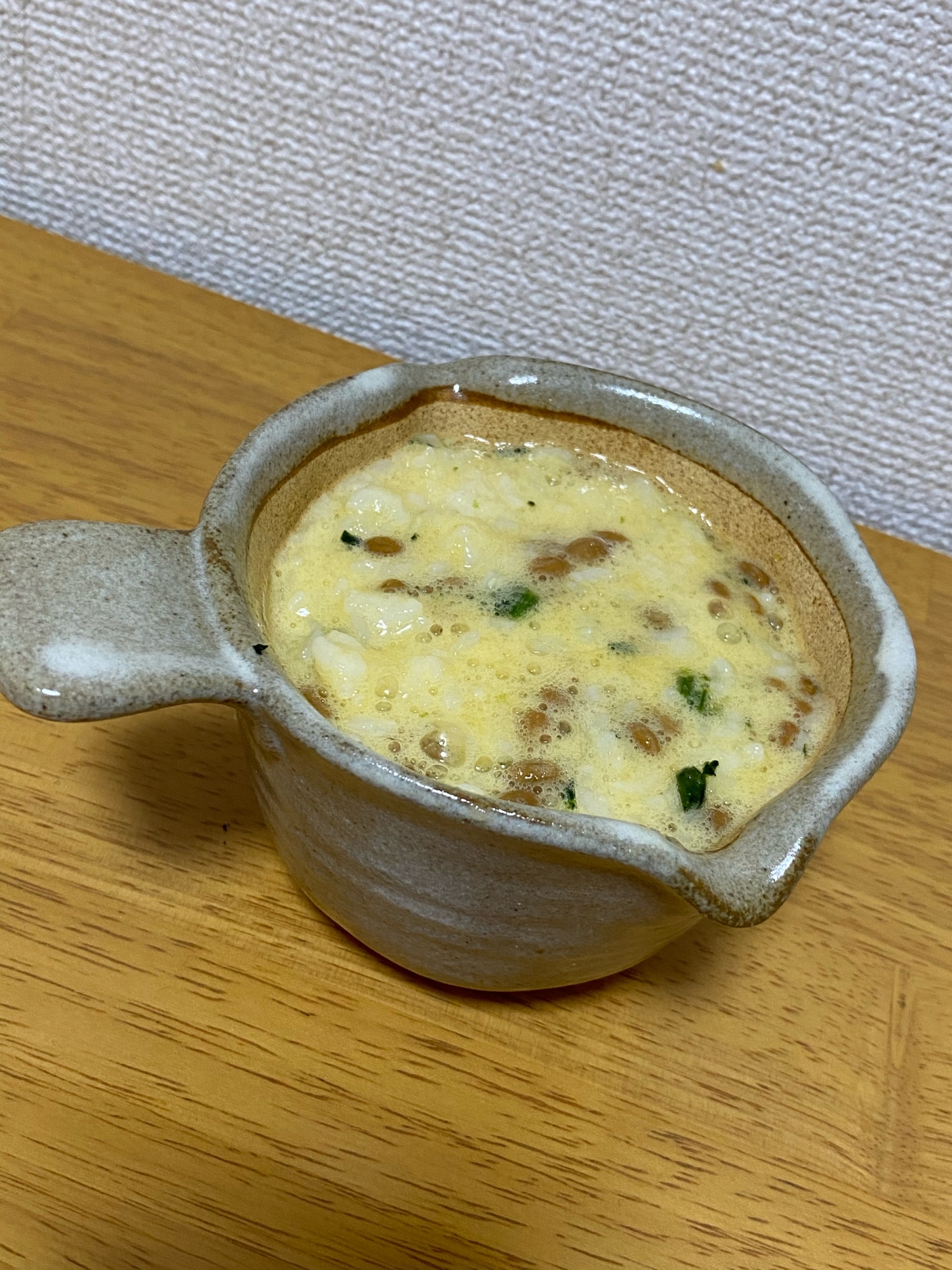 納豆　ほうれん草　ご飯