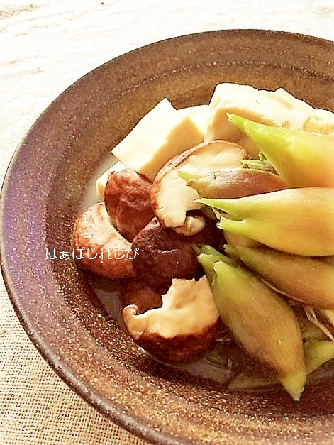 高野豆腐とみょうがの煮物