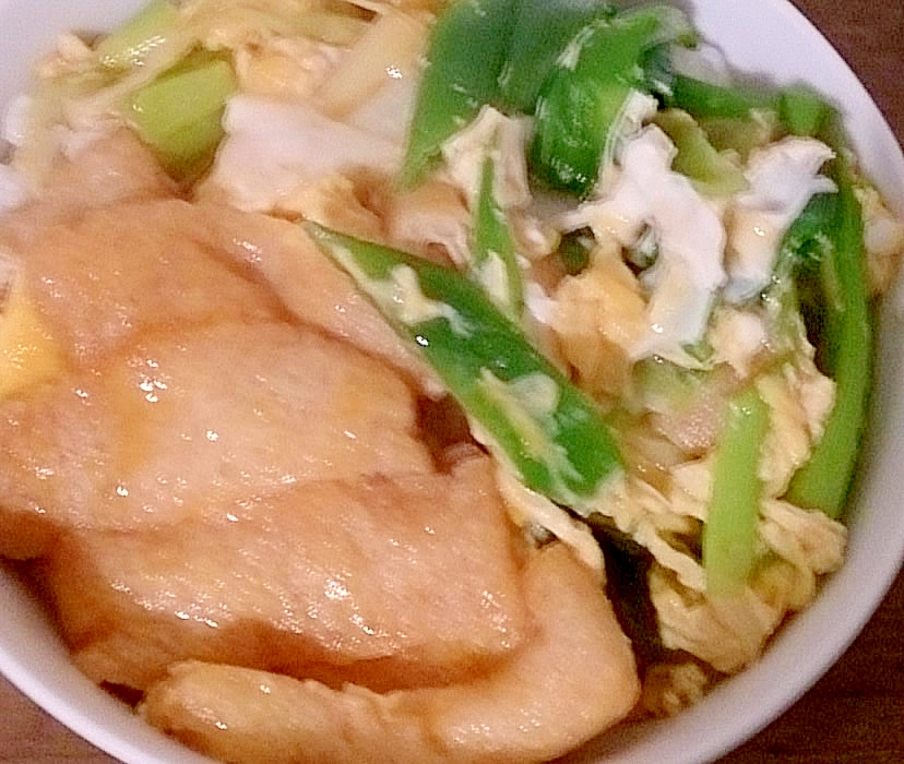 長ネギとうす揚げの卵とじ丼