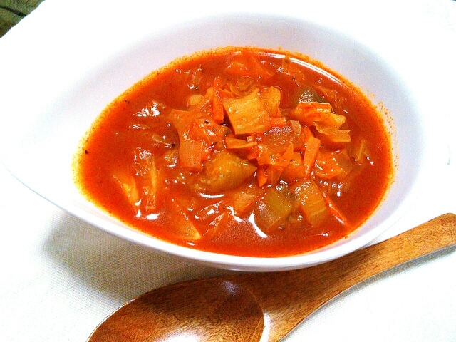 アラビアータソースで 具沢山ピリ辛ミネストローネ レシピ 作り方 By Kuuuma 楽天レシピ