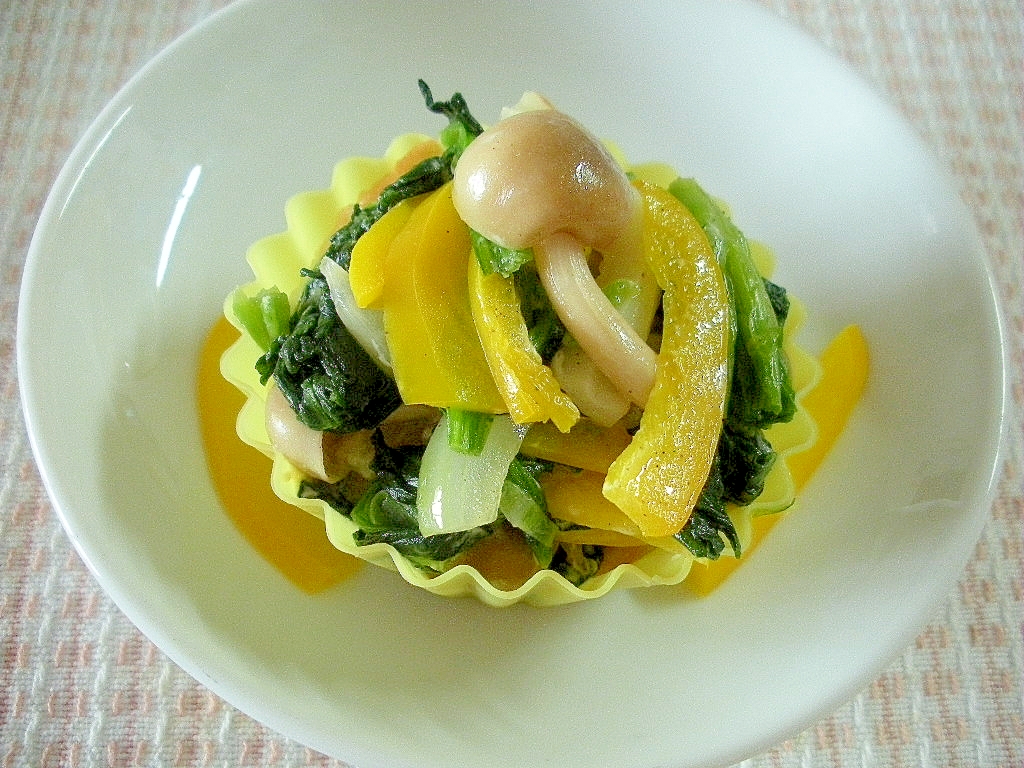 お弁当に!パプリカとしめじとほうれん草のソテー