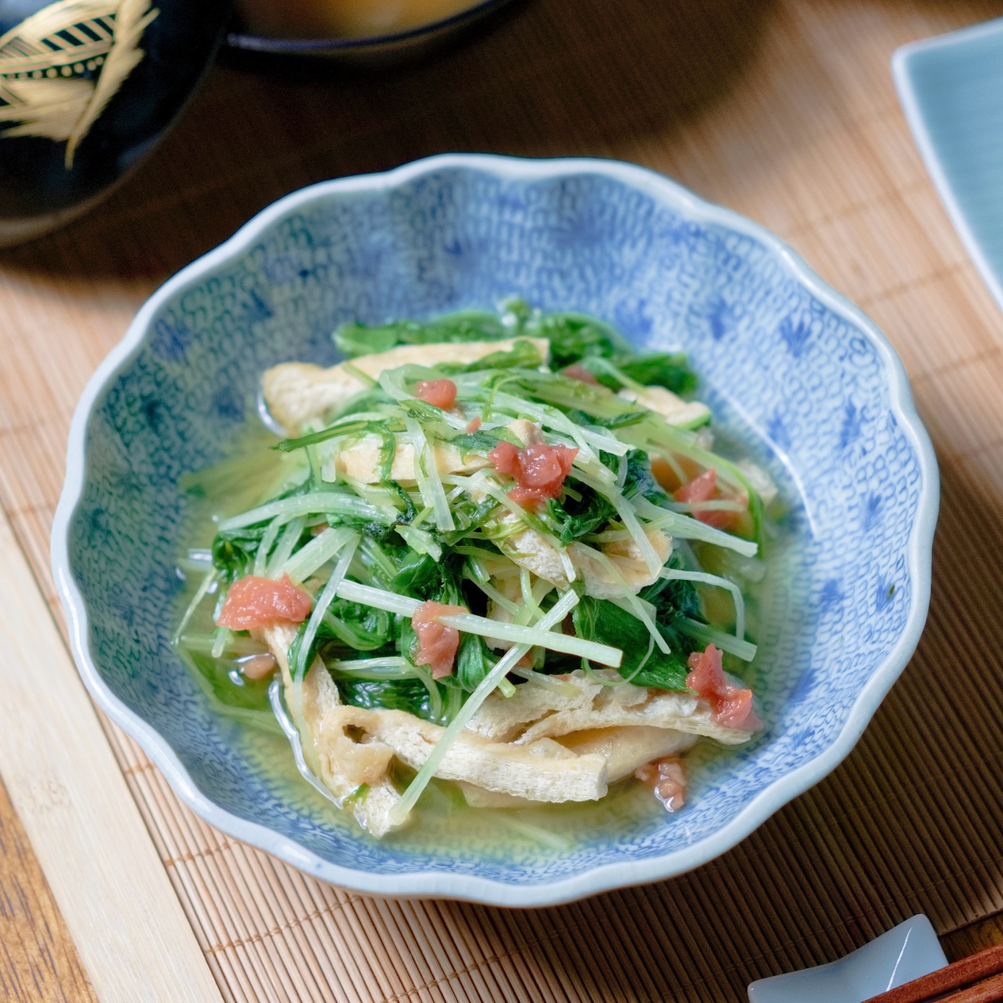 水菜と油揚げの梅煮【和食・副菜】