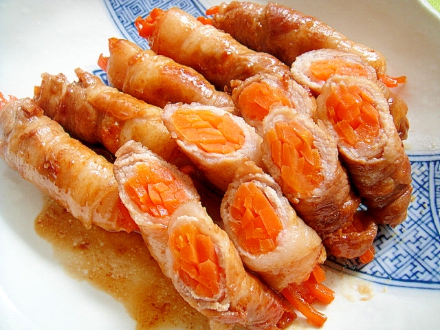 豚バラの人参巻き レシピ 作り方 By Mint74 楽天レシピ