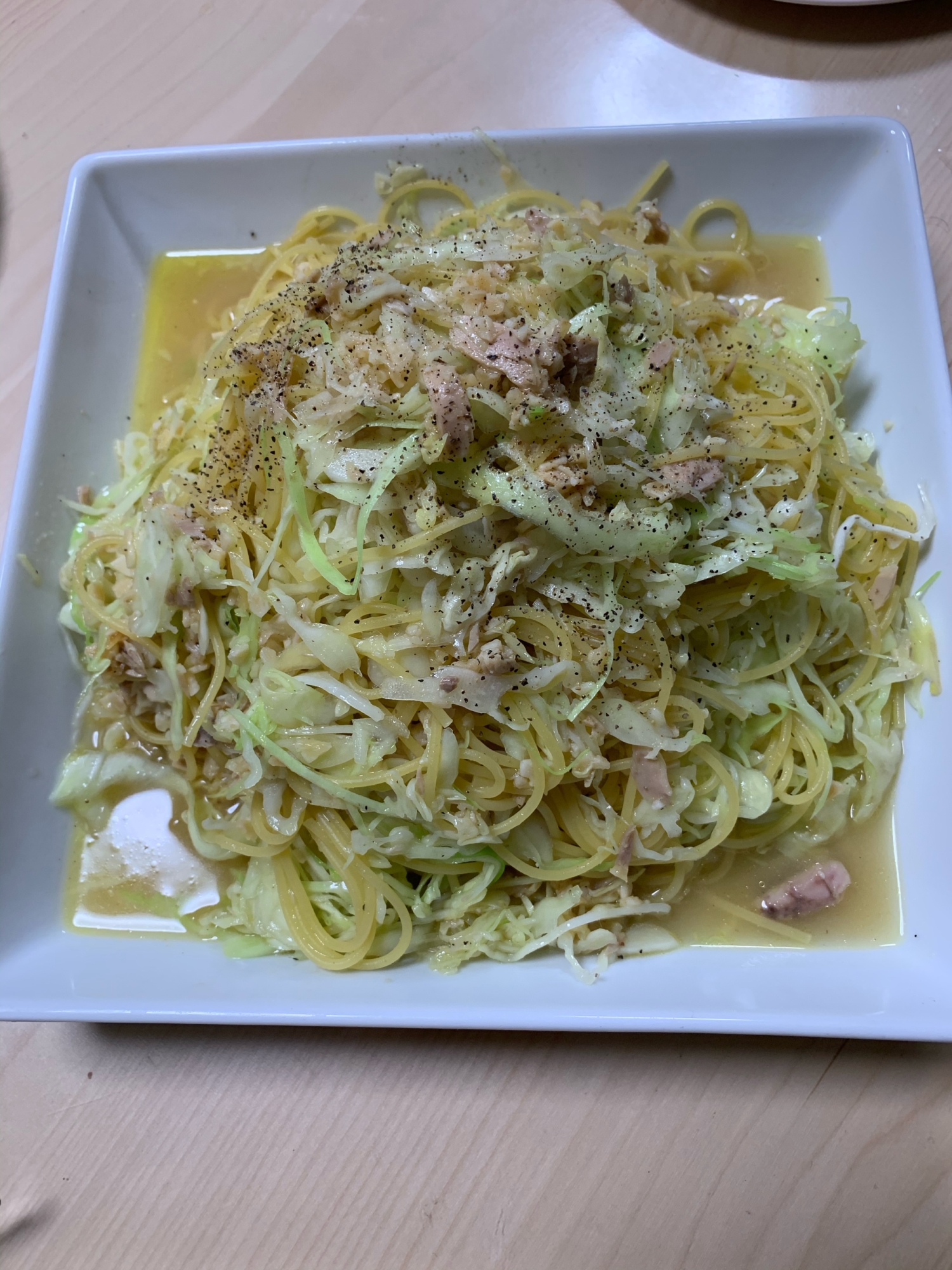 キャベツ大量消費！キャベツとツナのパスタ。