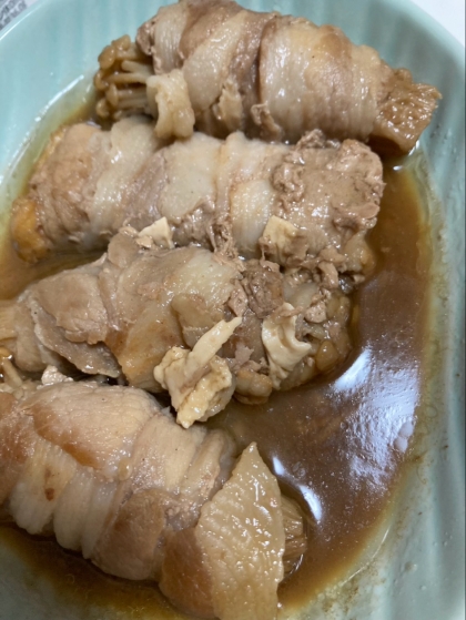 こってり甘辛♫豆苗とエノキの豚肉巻き