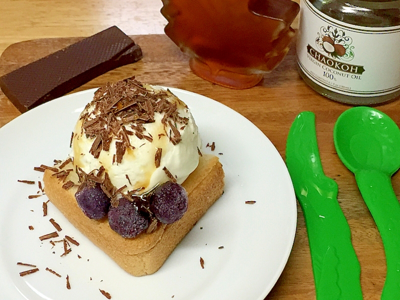 ブルーベリー＆チョコ　アイスのせパンケーキ＾＾