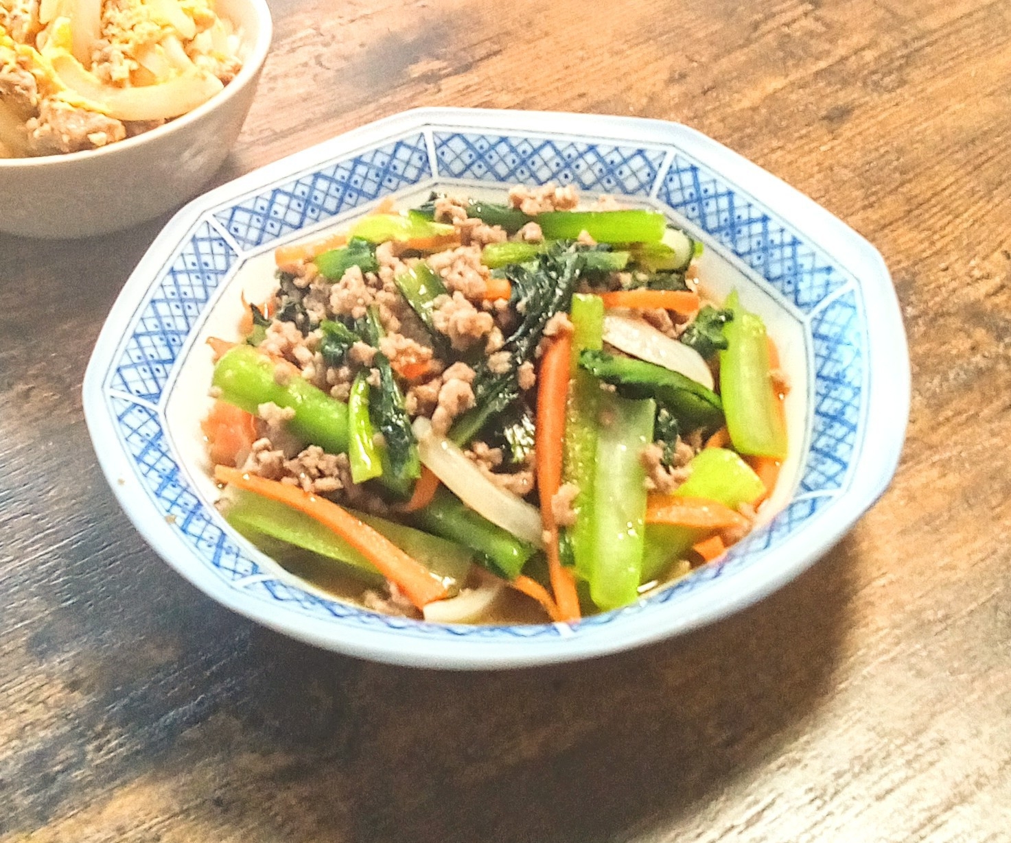 小松菜とミンチ肉で野菜炒め！〜今日も簡単〜