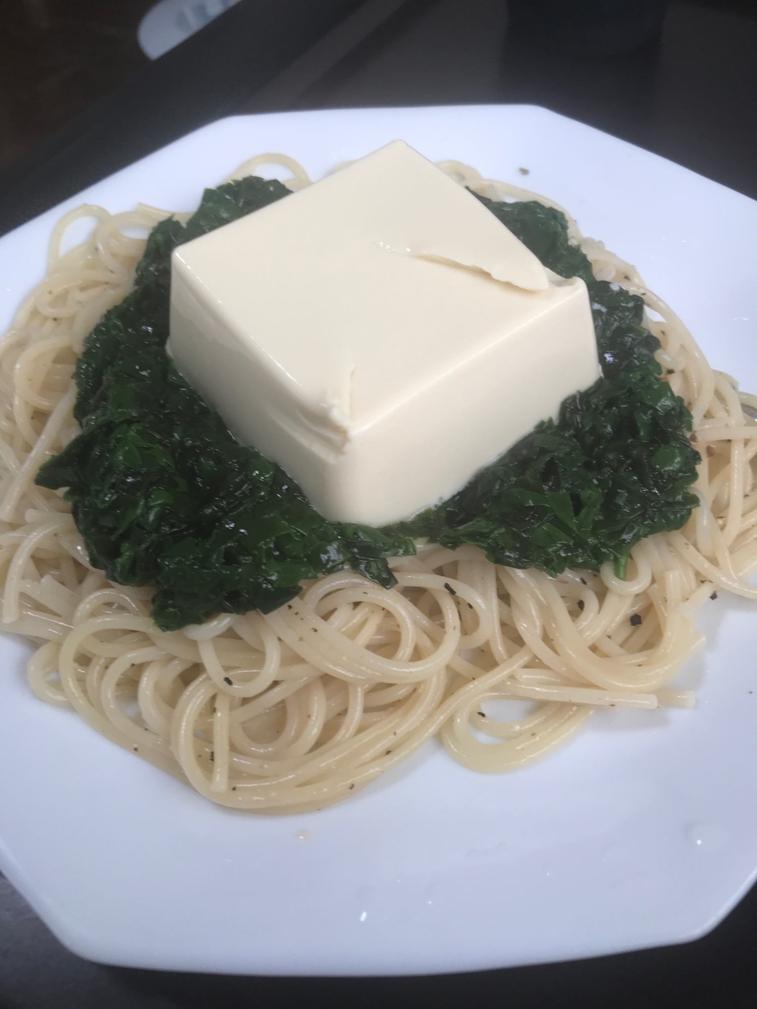 お豆腐ドーン和風パスタ